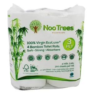 212 MAIN Smooth Virgin Bamboo 3-Ply Ecoluxe Eco-Friendly Toilet Tissue - 4 Rolls, 300 Sheets, 12-Bundle Pack