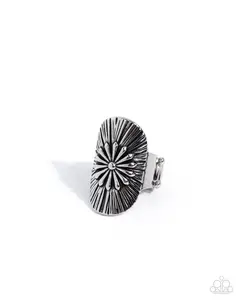 Flared Fairytale - Silver Flower Ring - Paparazzi