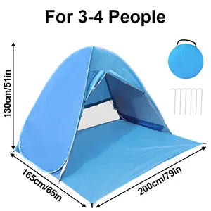 XL Pop-Up Beach Tent for 3-4 People: Portable, Lightweight & Perfect for Camping, Picnics, Fishing & Hiking