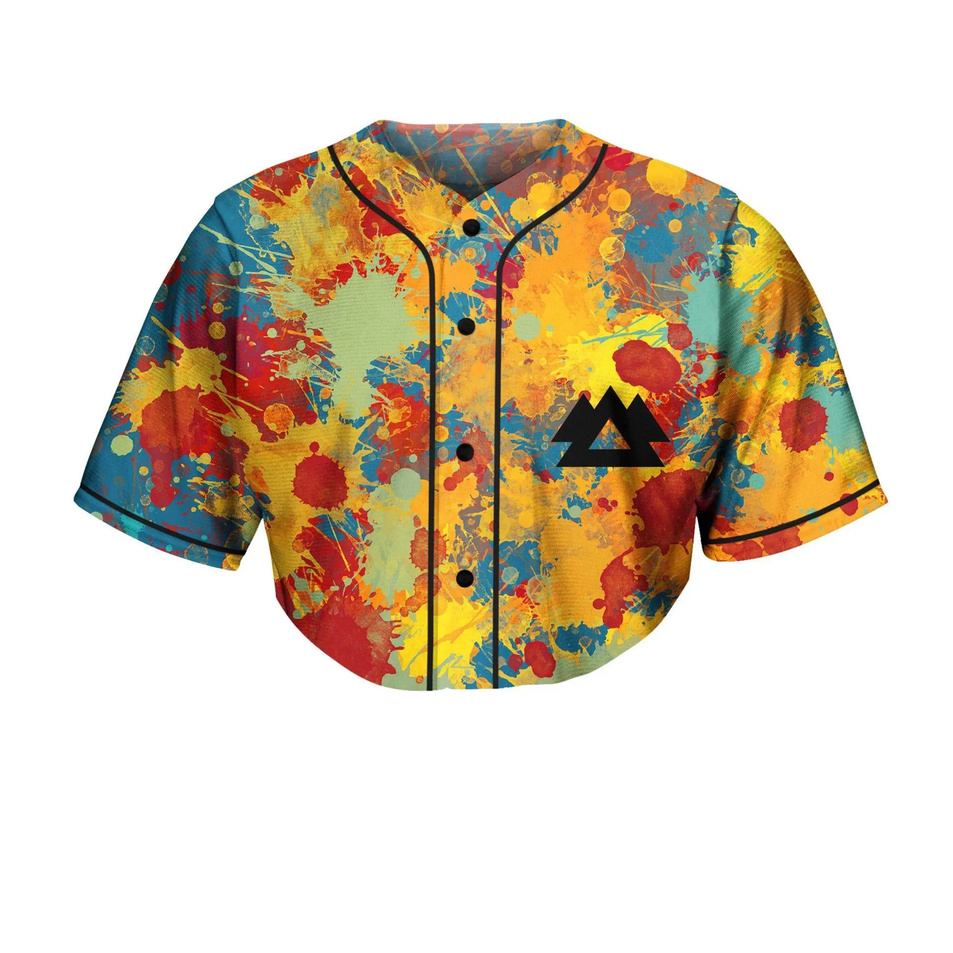 Liquid Stranger X Wakaan Splash Crop Baseball Jersey, Colorful EDM Rave Outfit