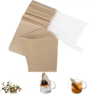 Eco-Fil Disposable Tea Filter Bags for Loose Tea, Wood Pulp Material, Biodegradable and Compostable, Unbleached Empty Tea Infuser Sachets with Drawstring, 100 Pack (3.2inch x 4.0inch)