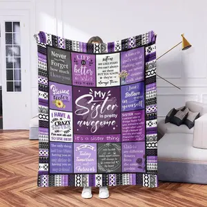 Soft Throw Blanket, 1 Count Letter Pattern Comfortable Warm Napping Blanket, Cool Bedroom Bedding Blankets, Gift for Sister, Bedroom Accessories, Slogan Print Blanket