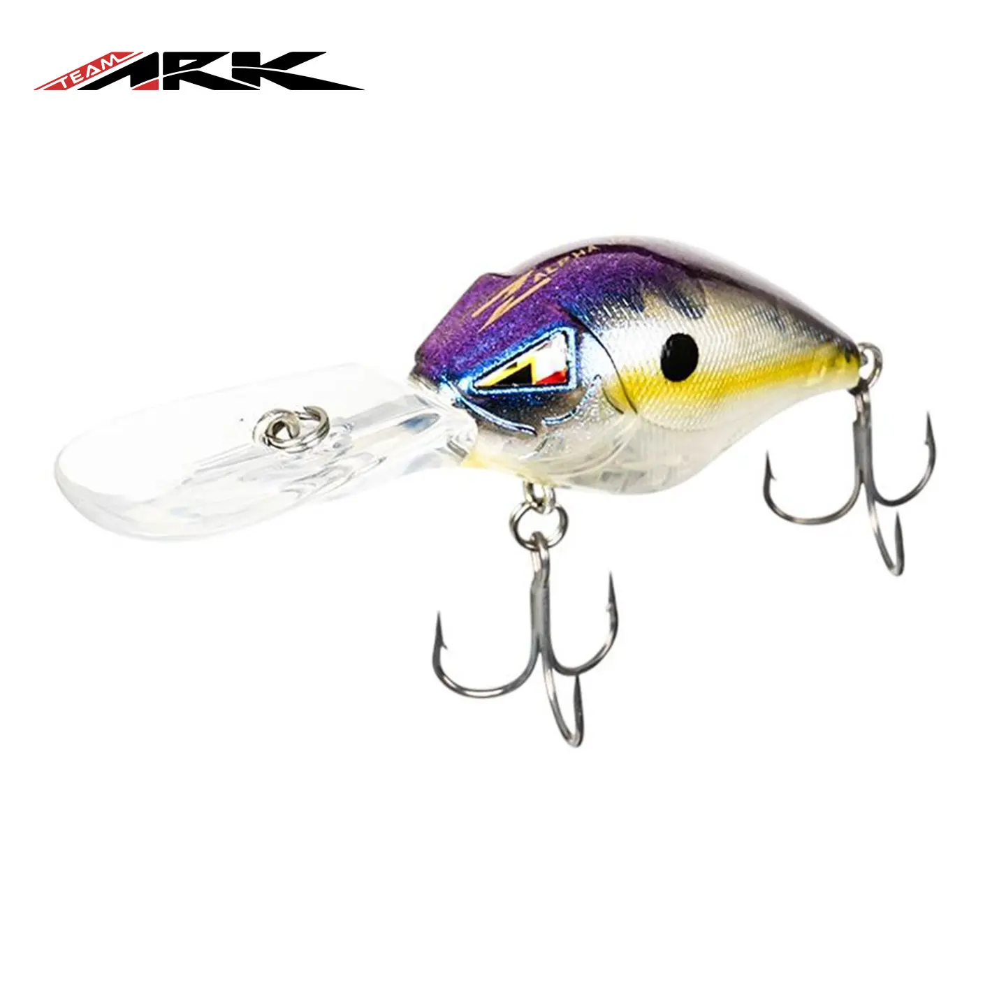 TEAM ARK Elite Z-Alpha MS8 Mini Crankbait, 002 Ghost Gill - Silent Mid Diving Hard Bait with Tight Wobble Action & High Buoyancy for BFS Style Bass Fishing, Teflon-Coated Treble Hooks, Fishing Lure