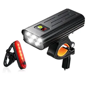 VASTFIRE Bicycle Light Set - 5-T6 LED Aluminum Rotating Head Headlight, Tool-Free Installation, 300-500m Beam, USB-C Rechargeable 4000mAh Power Bank, High/Low Modes, 5-LED 240° Rear Bike Light, IPX5 Waterproof for Mountain, Road Cycling
