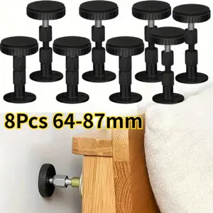 8 Pack Adjustable Threaded Headboard Stoppers/Bumper Against Wall 64-87mm Behind Bed Frame Protector Antishake Tool, Bed Shake Support Stabilizer Device for Anti-Knocking,Banging, Metal (Black) - Home Improvement.