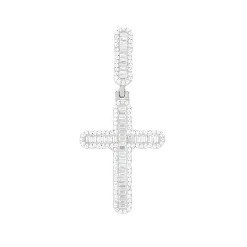 UCCIYO Unisex Minimal Cross Jewellery Pendant #P557 - 18K Gold-Plated S925 Sterling Silver, Lab-Grown Moissanite Stones, Bold Vibe Accessory for Adults