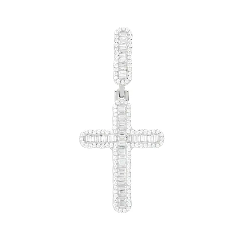 UCCIYO Unisex Minimal Cross Jewellery Pendant #P557 - 18K Gold-Plated S925 Sterling Silver, Lab-Grown Moissanite Stones, Bold Vibe Accessory for Adults