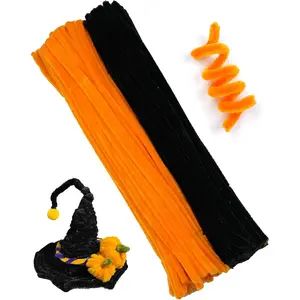 200 count Thick Pipe Cleaners,Craft Supplies Floral Bonquet,DIY Flower Making Kit for Starter with Floral Wires, Gardening Tape,Stamen (Black+Yellow)