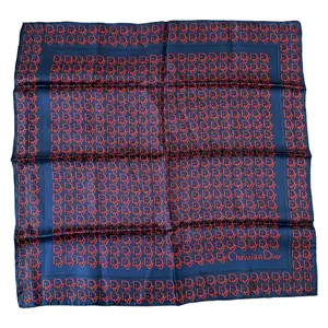 Pre-owned Authentic with COA NWOT Christian Dior Womens Square Silk Scarf Blue Red Trotter Logo