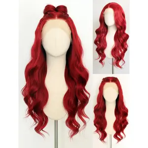 Dark Blue Wig Blue Lace Front Wig Pre Plucked Long Body Wave 13x4 Lace Wig Navy Blue Colored Synthetic Lace Front Wig 26 Inch