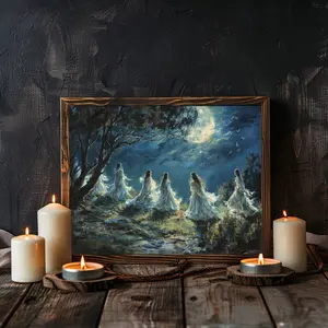 Moon Witches Convene Wall Art Print - Dark Art Printing - Perfect for Victorian Art Home Wall Decor, Room Decor