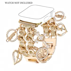 Fashion Watch Band with Pendant, Unique Design Watch Band for Women & Girls, Wearable Accessories Smart Watch Straps Compatible with Apple Watch Series 10 9 8 7 6 5 4 3 2 SE Ultra 2