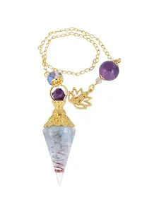 Crystal Pendulum Necklace Gift, Natural Stone Cone Pendant, Gold/Silver Tone Chain, Spiritual Gift for Yoga Lovers, Wicca Fans & Meditation