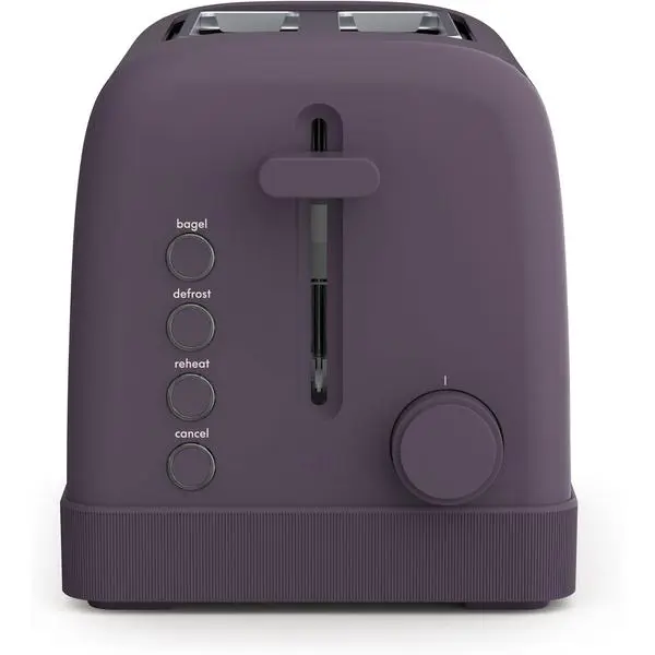 Bella Corded 2-Slice Toaster with Extra Wide Slots, 6-Shade Control, Bagel Mode, Compact Small Size, Plum