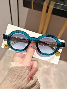 Vintage Simple Style Round Frame Sunglasses, Retro Fashionable Stylish Glasses for Everyday Use, Fashion Accessories for Outdoor Activities