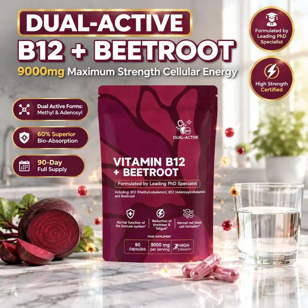 Organic Beetroot Capsules 1300mg, Heart Health & Healthy Blood Flow Support Dietary Supplement