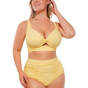 Shapellx SculptWave HighWaistSwimwear Sculpting Two-Piece Swim Set with Bust-Defining Crisscross Top & High-Waisted Brief for Flattering Silhouette