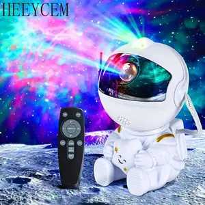 Astronaut Design Projector Night Light, USB Powered 360° Rotatable Nebula Projector with Remote Control, Decorative Light for Bedroom, Game Room