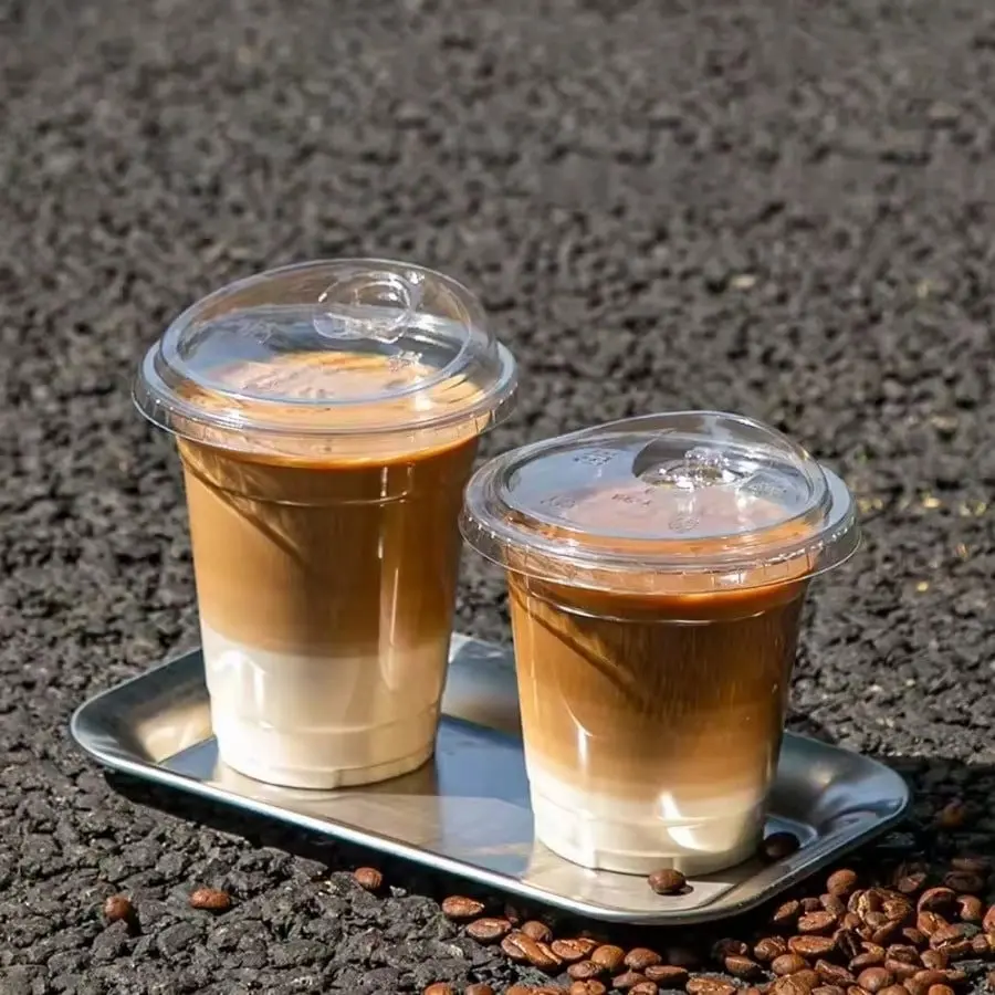 Clear Plastic Iced Coffee Cups with Sip Lids, 20 Pack 16 oz