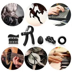 5 in 1 Hand Grip Strengthener Set Adjustable Forearm Gripper Finger Exerciser Stretcher Grip Ring Stress Ball For Muscle Building Injury Recovery Athletes Sports Boyfriend Gift