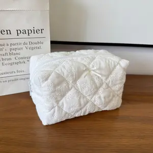 Cotton Quilted Handheld Makeup Bag, Butterfly Knot Floral Design, Perfect for Travel, Graduation, Birthday, Mother's Day Gifts