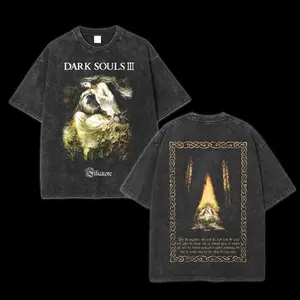 Dark Souls 3 T-Shirt, Unisex Metal Horror Video Game Tee, Various Elden Ring Demons Souls, Acid  Lightweight Cotton T-Shirt, Menswear men gifts