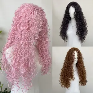 European and American wig, matte pink Latin America curly long curly hair, synthetic woven wig