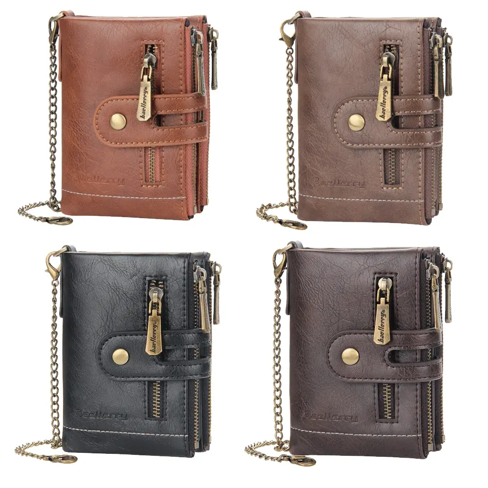 Men's RFID Blocking Wallet Leather Coin Purse Credit Card Holder Zipper Wallet
