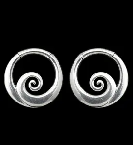 Swirl White Brass Hinged Ear Weights