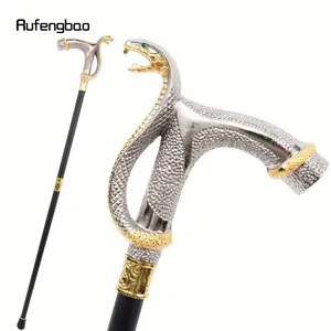 White Golden Cobra Head Fashion Walking Stick Decorative Walking Stick Cospaly Vintage Fashionable Walking Cane Crosier 93cm
