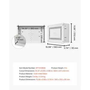 VEVOR Structured Media Enclosure, 9-Inch, Recessed in-Wall Media Box with Cover, Wall-Mount Cable Management Box Kit, Structured Wiring Multi-Media Cabinet, Cold-Rolled Steel, for TV Home Theater