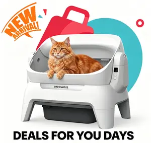 Meowant XXXL Open-Top Automatic Cat Litter Box - Extra Large Self-Cleaning Tray for Multiple Cats, APP Control, Infrared Scanning, Anti-Pinch Feature, 12L Waste Bin, Odor-Free Design, Automatic Litter Box