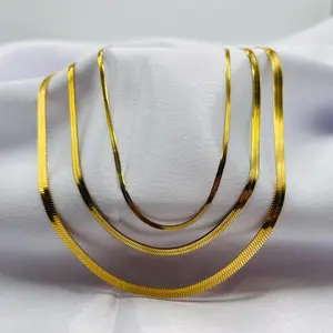 Stainless Steel 14k Plated Gold Herringbone Chain Men S Women S Small Medium Large