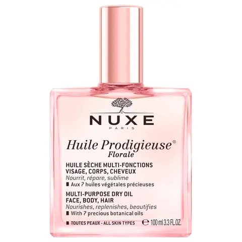 NUXE Organic All-in-One Oil for Body, Face & Hair. Radiant Looking Glow and Skin Hydration 3.3 Fl Oz - Huile Prodigieuse Floral