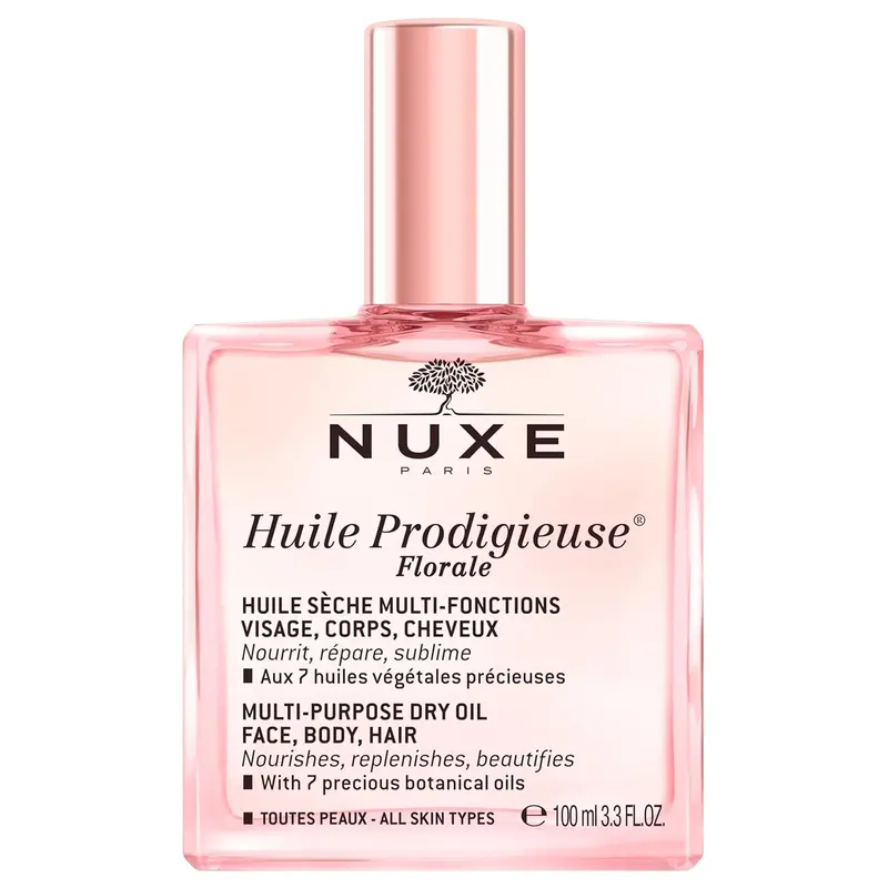 NUXE Organic All-in-One Oil for Body, Face & Hair. Radiant Looking Glow and Skin Hydration 3.3 Fl Oz - Huile Prodigieuse Floral