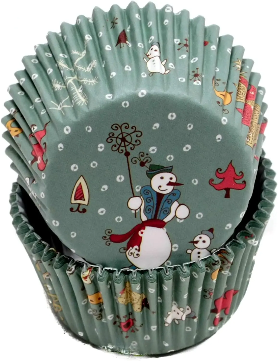 50-Pack Christmas Cupcake Liners – Red, Green & White Paper Baking Cups BMR