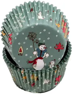 50-Pack Christmas Cupcake Liners – Red, Green & White Paper Baking Cups BMR