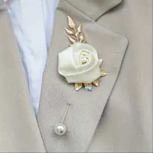 3pcs High-End Rose Bud Metal Brooches, Wedding Decoration Accessories, Elegant Floral Pins for Special Occasions