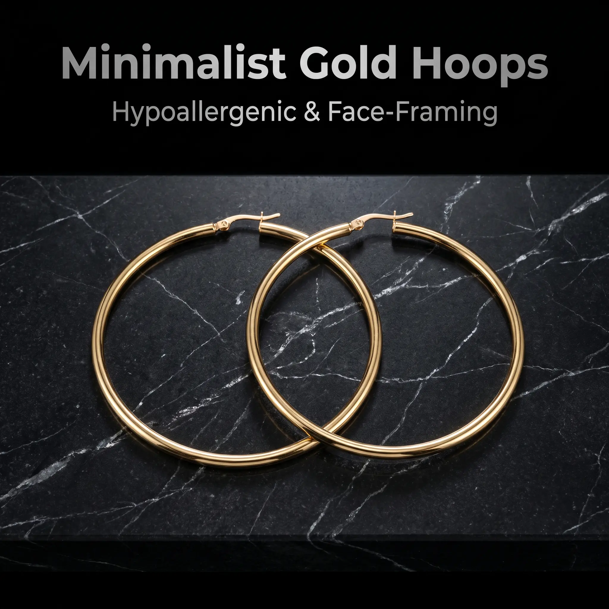 Minimalist Gold Circle Hoop Earrings with Slimming Effect, Large Thin Hypoallergenic Metal Coating for Unisex Daily Fashion Jewelry, Everyday Wear, Fashionable Jewelry Accessories