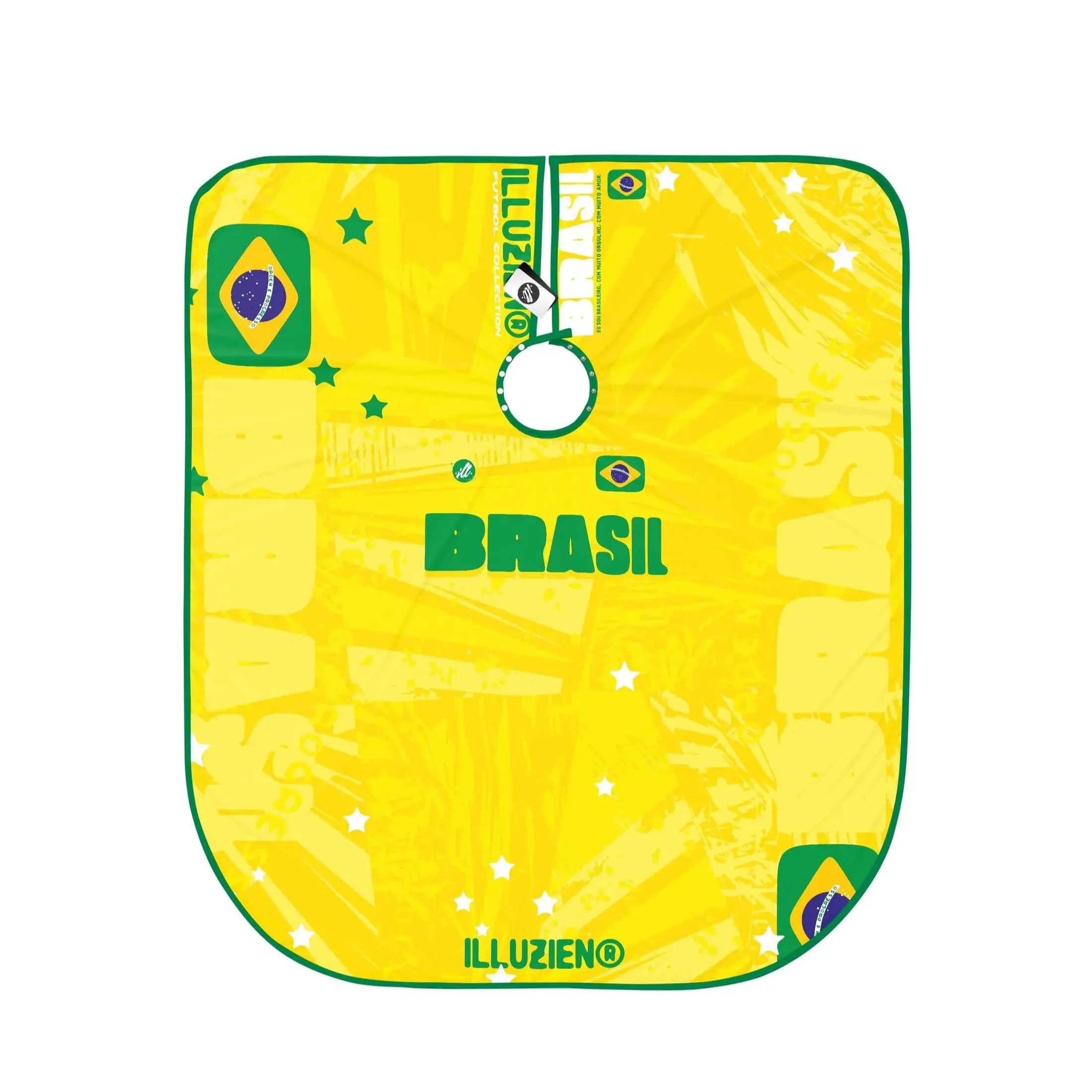 Brasil Futbol PRO Barber Cape (Yellow) – Yellow Green Soccer-Inspired Professional Haircut Cape, Lightweight Breathable Hair-Repellent Salon Cutting Cover with Adjustable Neck Closure for Barbers and Stylists