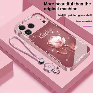 Suitable for [iPhone 17 Pro Max]Brand new premium phone case，free beautiful four-leaf clover lanyard，available in multiple colors， beautiful and high-class eleganceexquisite YM99