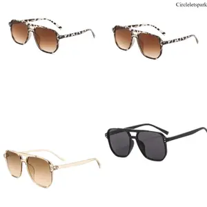 4-Pack Unisex Y2K Aviator Sunglasses, Polarized Vintage Double Bridge Eyewear, Lightweight Square and Small Oval Shades for Daily Wear and Outdoor Activities