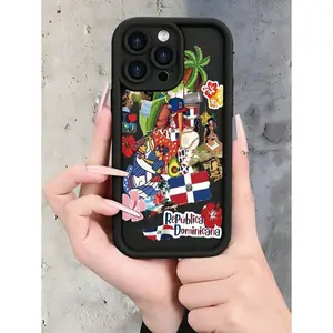 Dominican Republic-Tropical Style Tropical Flower Illustration-Pattern Durable |       Protection |       Shockproof And Drop-Proof |       Frosted And Non-Slip |       Low-Key And Light Luxury, UV Printing For IPhone