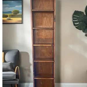 Wooden Author Collection Bookcase, Real Pine Wood Bookshelf, Mid Century Bookcase, Books Display Storage Organizer