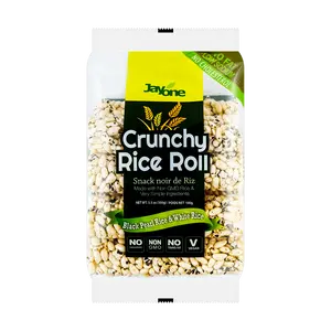 JAYONE Korean Crispy Rice Rolls - Black Rice & White Rice Snack, 100g