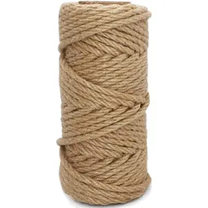 6mm Jute Rope, 66  4 Ply Heavy Duty and Thick Twine Rope for Gardening, Crafting, Packing, Bundling and  Decor