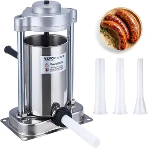 VEVOR Manual Sausage Stuffer, 7 L/ 15 LBS Vertical Sausage Machine, Dual-Speed Meat Stuffer, Made of Food-Grade 304 Stainless Steel, Includes 5 Stuffing Tubes, for Home Kitchen Restaurant CommercialVEVOR Super Brand Day
