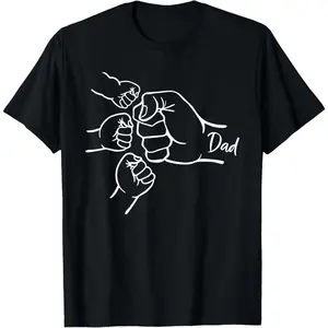 Fist Bump Dad of Three Father of 3 Daddy Happy Father's Day T-Shirt Short sleeves shirt