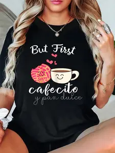 Latina Mom Cute Spanish Coffee and Conchas Pun Mama t-Shirt T-Shirt women's graphic tees