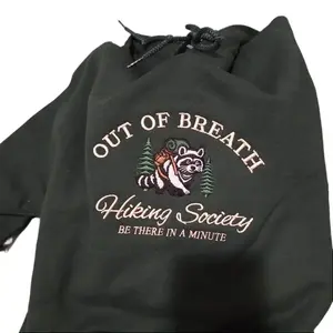 [SALE] Embroidered Hiking Sweatshirt: Funny Raccoon Crewneck, Nature Lover Gift